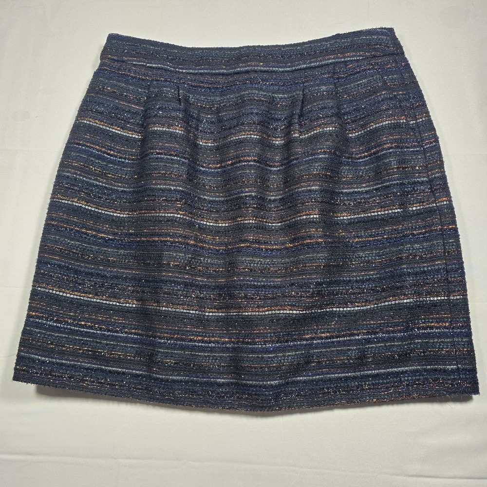 J.Crew Womens Black Metallic Tweed Striped A-Line Mini Skirt Size 2